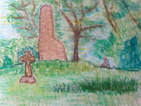 Eglish cross and ruin, County Armagh, Northern Ireland, original art